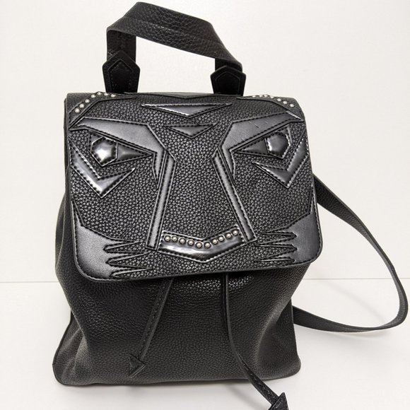 Zara Monster faux black leather backpack Drawstring & Flap Medium main image 5